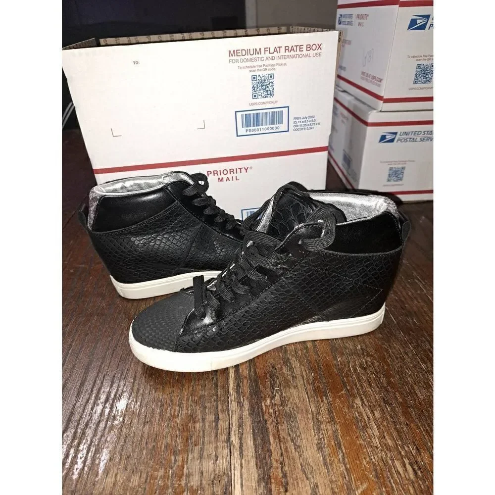 Size 8 Madden Girl Supastud Black Leather High Top Sneaker Athletic Casual Shoes